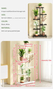 Plant Shelves Iron Potted Flower Plant Stand Rack Multiple Flower Pot Holder Shelf Indoor Outdoor Planter Display Organizer