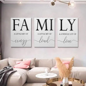 Family Wall Decor,Dining Room Kitchen Decor Set of 3 Inspirational Canvas Prints Black and White Framed Canvas Art Painting Wood