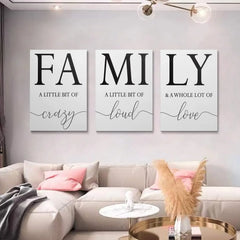Family Wall Decor,Dining Room Kitchen Decor Set of 3 Inspirational Canvas Prints Black and White Framed Canvas Art Painting Wood