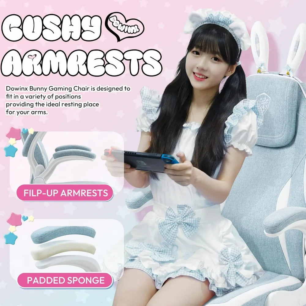 Ergonomic Gaming Chair with Removable Cute Bunny Ears