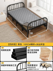 Solid wood folding bed Household simple single bed Extra bed 1 meter 2 Adult rental room Reinforced hard board double iron