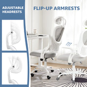 Ergonomic Adjustable Headrests, Lumbar Support Office Chair with Flip-up Arms