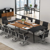 8FT Conference Table, 94.48L x 47.24W x 29.52H Inches Boat Shaped Meeting Table with Rectangle Grommet, Modern Seminar Boardroo