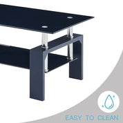 Living Room Rec Coffee Table, Tea Table Suitable For Waiting Room, Modern Side Coffee Table With Wooden Leg, Glass Tabletop