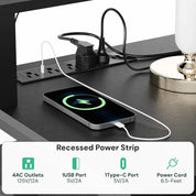 65.7" L Shaped Desk with Drawers, Corner Computer Gaming Desk with Power Outlet & LED Light, Office Desk with File Drawer