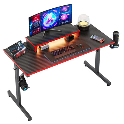 42" Gaming Desk with LED Lights & Monitor Stand