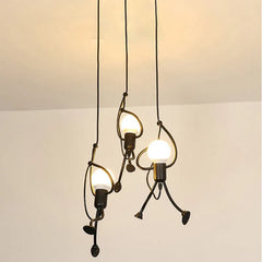 Vintage Iron Little Man Chandelier - Unique LED Ceiling Lamp