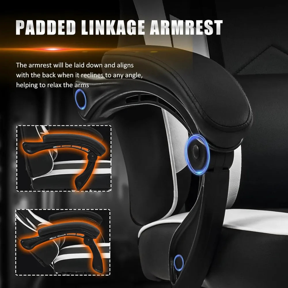 Ergonomic Gaming Chair with Footrest, Armrest, and Lumbar Support