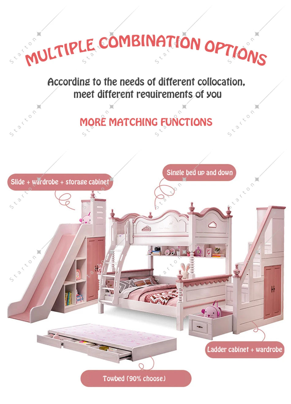 Luxury Combined Bunk Bed for Kids Room