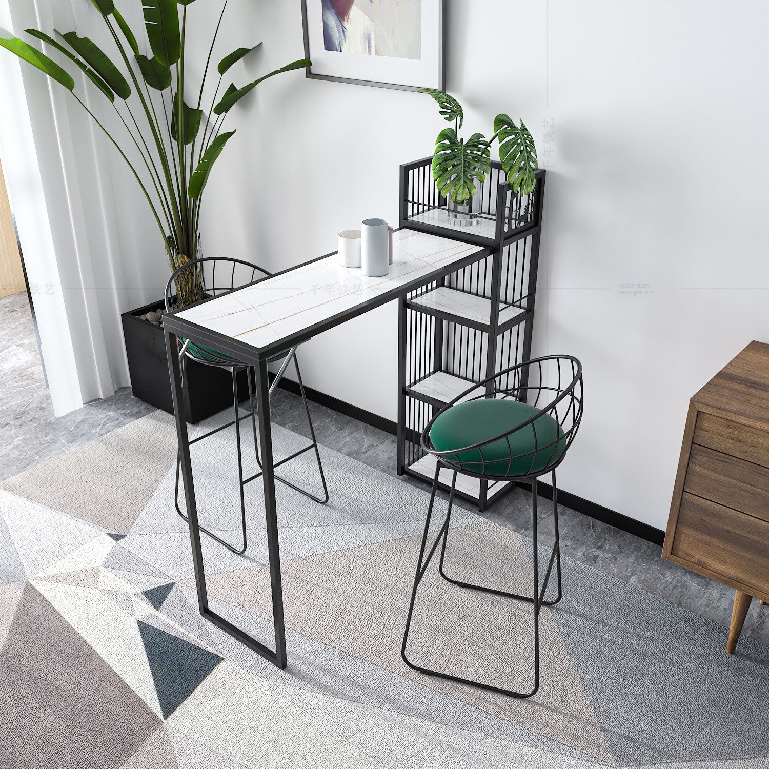 Iron Folding Table Bar Counter Household Restaurant Invisible Wall Cabinet Milk Tea Shop Office Scandinavian Accessible Luxury Storage Rack