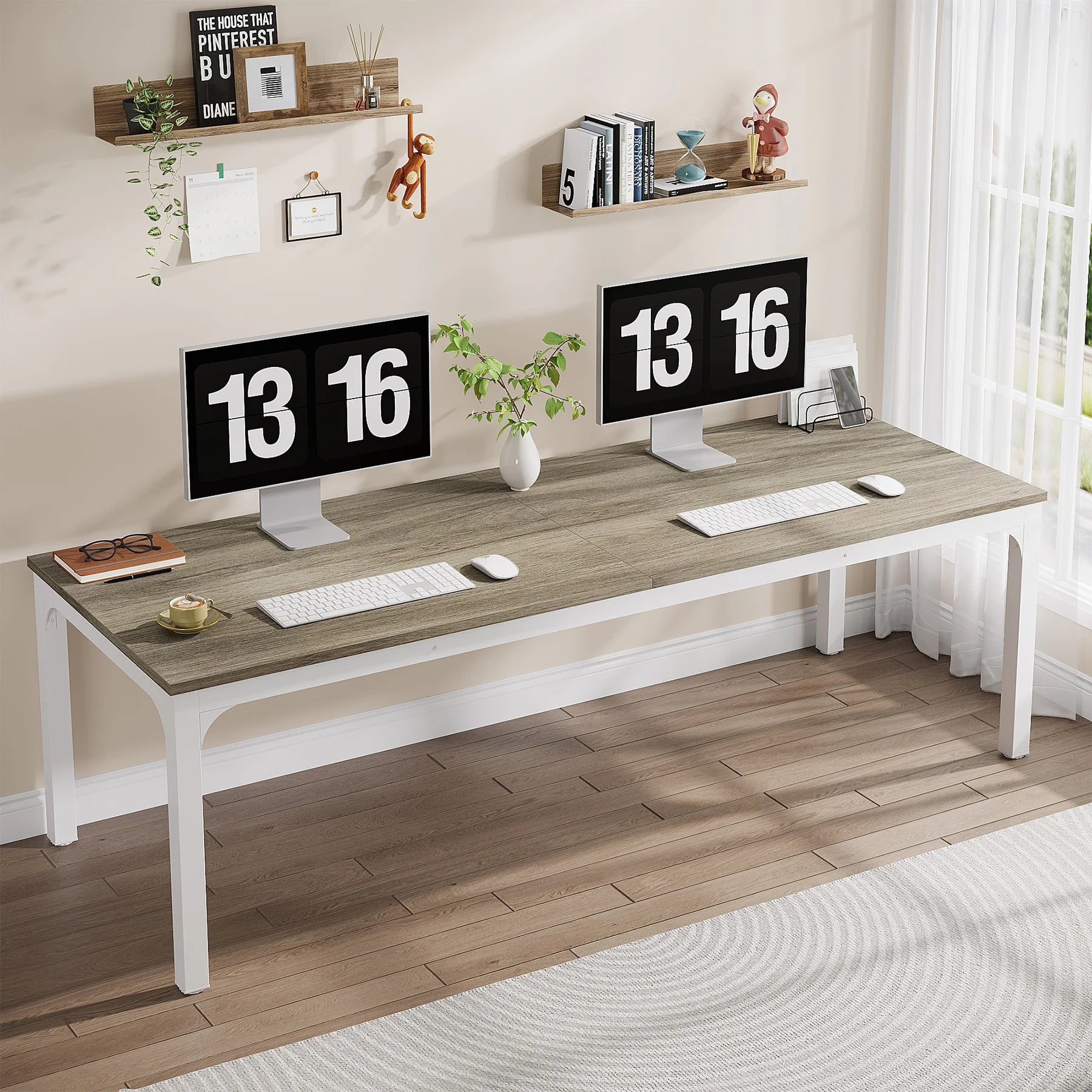 Tribesigns 78.7 Inches Extra Long Computer Desk 2 Person Desk, Double Long Desk, Workstaion for Home Office