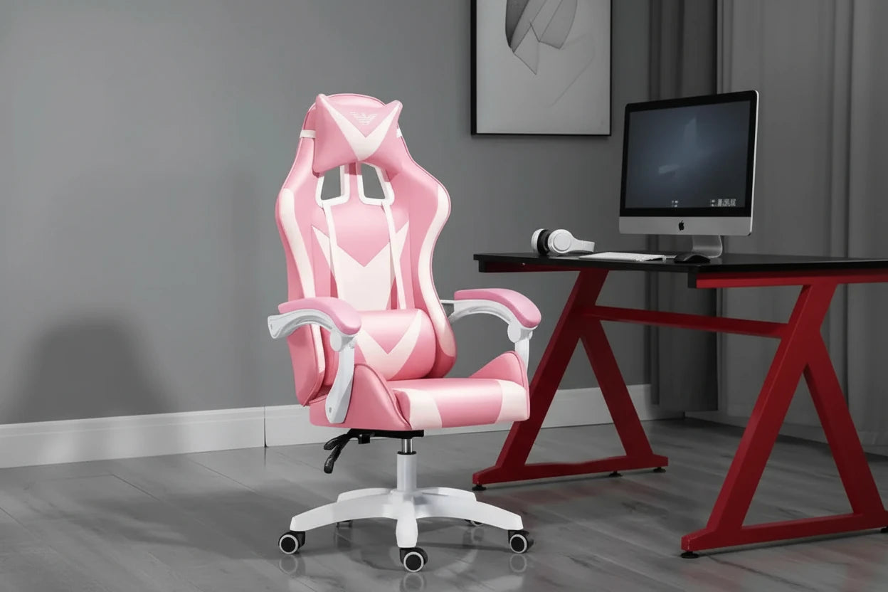 FurnishSpot™ SpaceSmart™ Pink Gaming Desk – Girls Study Desk Laptop Computer Table