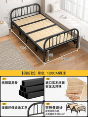 Solid wood folding bed Household simple single bed Extra bed 1 meter 2 Adult rental room Reinforced hard board double iron