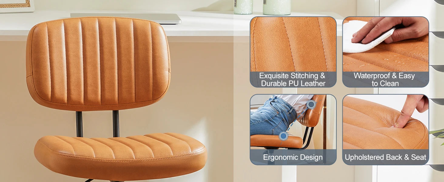 Armless Office Desk Chair with Back Lumbar Support