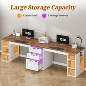FurnishSpot™ SpaceSmart™ 96.5" Double Computer Desk with Drawers – 2 Person Gaming & Home Office Desk