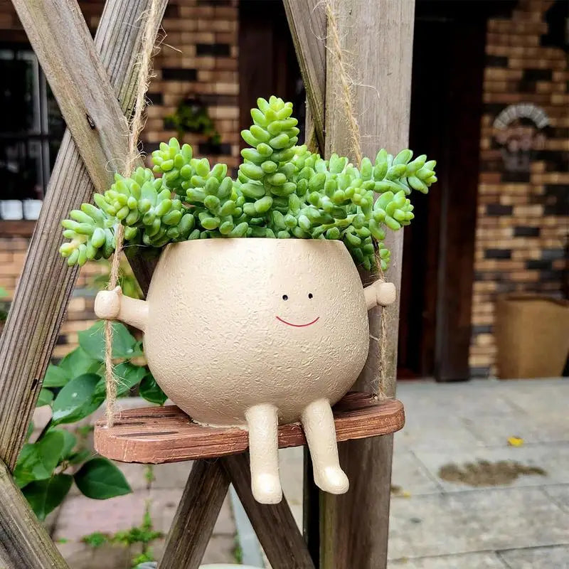 Lovely Swing Face Planter Pot - Charming Plant Hanger Baskets