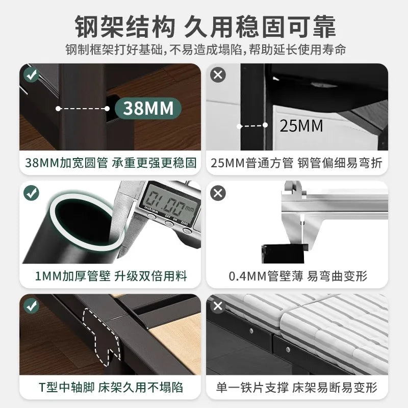 Solid wood folding bed Household simple single bed Extra bed 1 meter 2 Adult rental room Reinforced hard board double iron