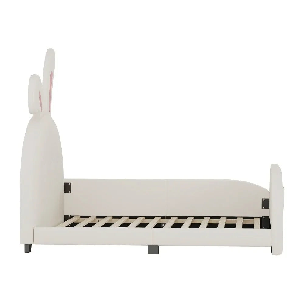 Twin Size Rabbit-Shape Princess Bed Frames with Headboard and Footboard