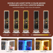 Standing LED Jewelry Armoire with Full-Length Mirror & 360° Swivel Storage Cabinet