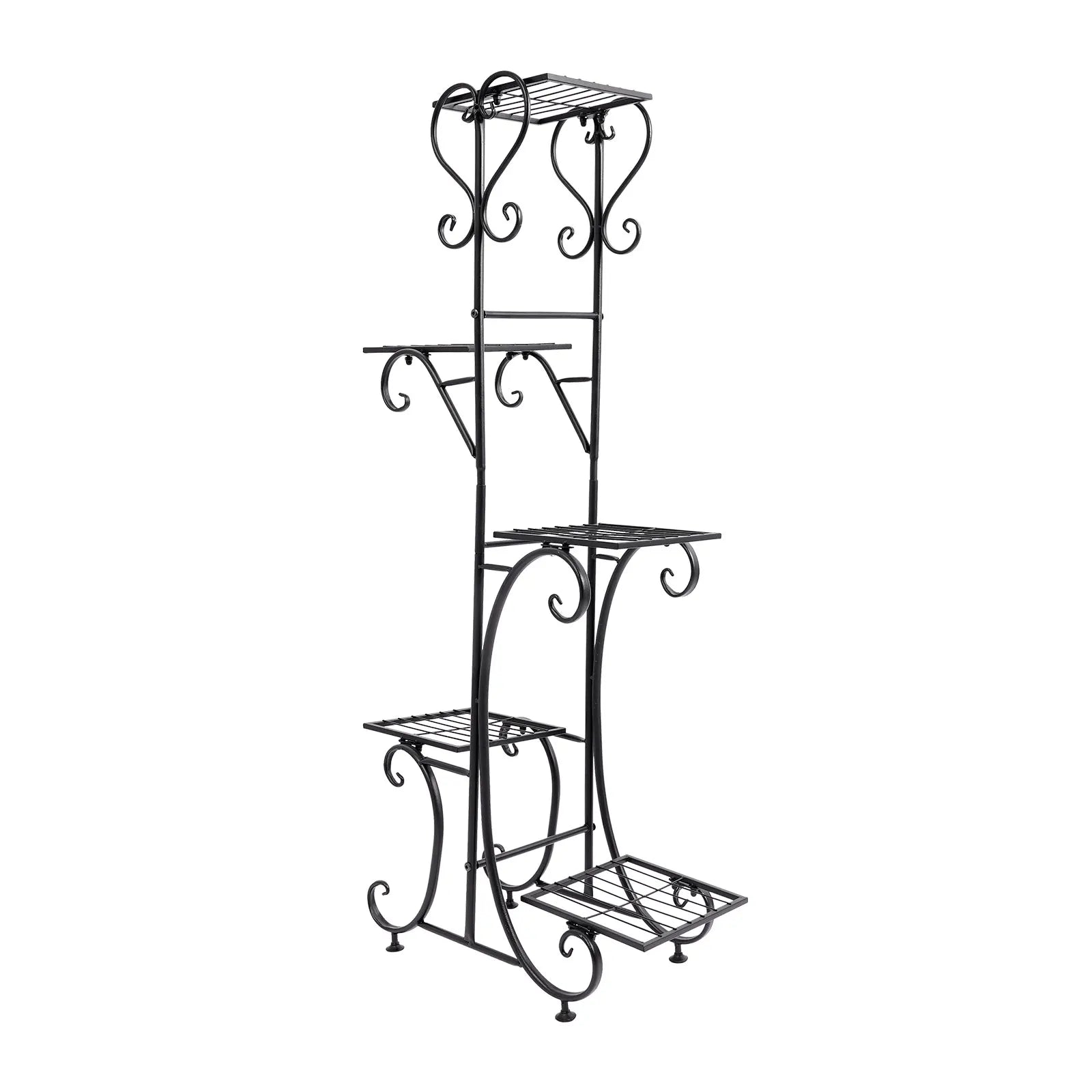 Upgraded 5-Tray Flower Stand | Floor Standing, Baking Paint, 19.689.8441.73in, Modern Style 5-Tier Plant Rack with Square Trays