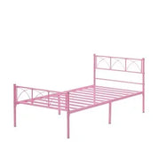 Platform Bed Frame with Headborad&Footboard,12.2 inches,No Box Spring Needed,Simple Assembly,Furniture(Pink,Twin)