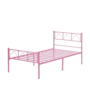 Platform Bed Frame with Headborad&Footboard,12.2 inches,No Box Spring Needed,Simple Assembly,Furniture(Pink,Twin)