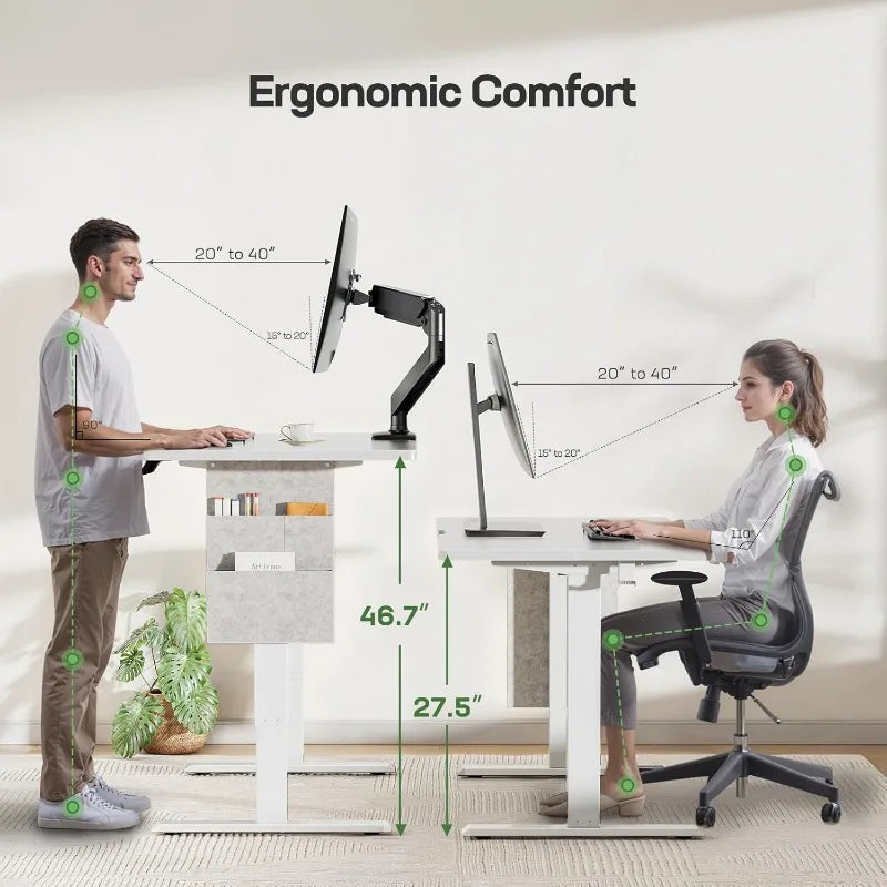 Marsail Standing Desk Adjustable Height Home Office Desk,‎48x24 Electric Standing Desk, Stand up Desk with Storage Bag