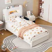 FurnishSpot™ Upholstered Full Bed Frame with LED Storage Headboard & Charging Station