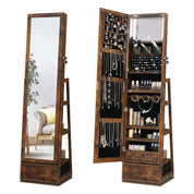 63.7" Lockable Rotating Jewelry Armoire with Full Length Mirror | Standing Storage Cabinet
