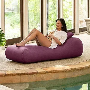 Arlo Outdoor Bean Bag Sun Lounger - Pool and Patio Chaise Recliner, Navy Blue