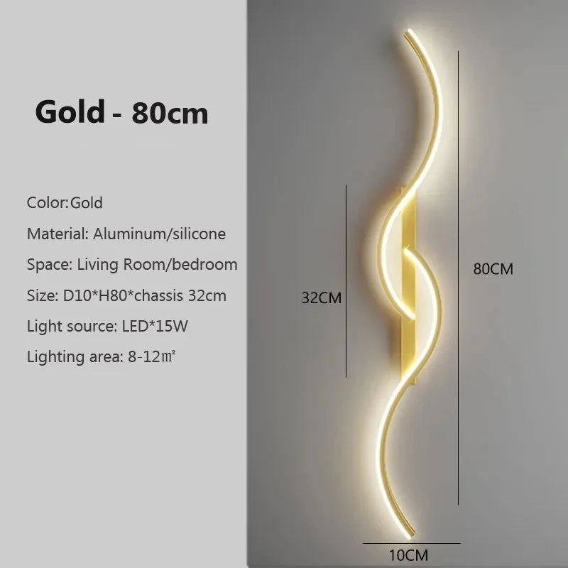 Modern LED Wall Lamp Minimalist Led Light Bedroom Bedside Long Strip Wall Sconces Living Room Sofa Home Indoor Lighting Fixture