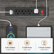Corner Computer Desk, Reversible U Shaped Office Desk with 3 Fabric Drawers and Power Outlet, Corner Gaming Desk with LED Lights