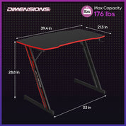 SpaceSmart Carbon Fiber Gaming Desk with Z-Frame – Compact Small Space Gaming Table & Modern Workstation