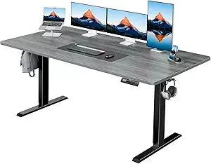 55" x 24" Electric Standing Desk Adjustable Height, 4 Memory Height Settings, Headphone Hook, Cable Manager, Sit Stand Up Desk
