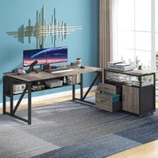 L Shaped Executive Computer Desk and lateral File Cabinet