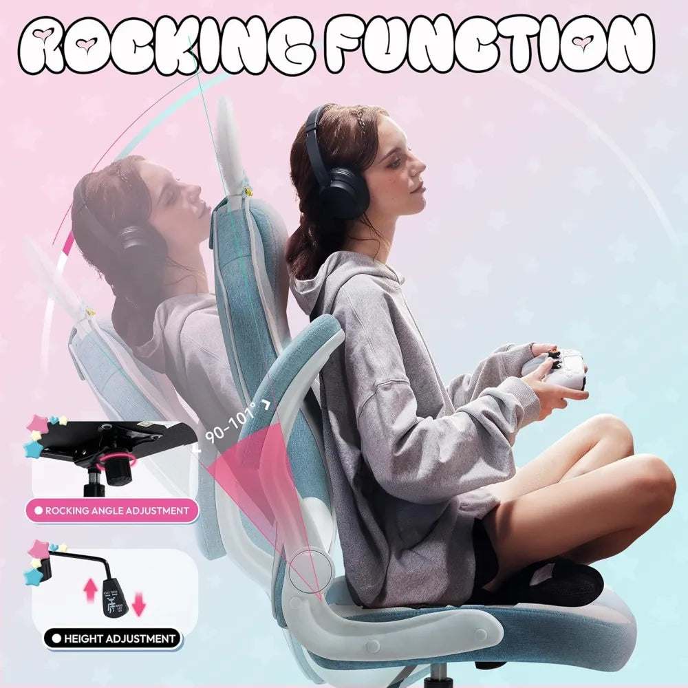 Ergonomic Gaming Chair with Removable Cute Bunny Ears