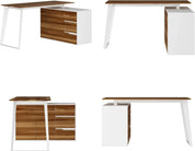 Home Office Computer Desk Corner Desk with 3 Drawers, 2 Shelves & 2 Doors, 55 Inch Large L-Shaped Study Writing Table