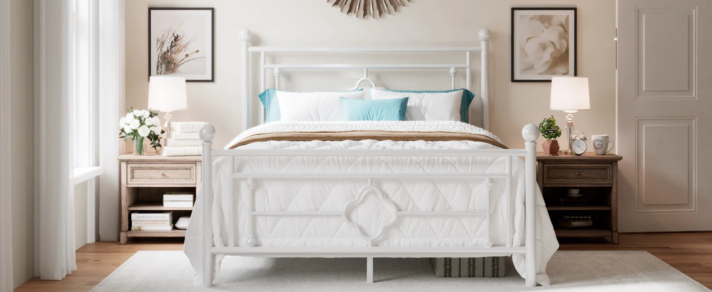 Vintage Victorian Style Metal Platform Bed Frame
