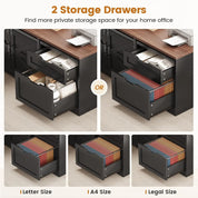 SmartHealth™ L-Shaped Standing Desk – 55" Height Adjustable Corner Desk with Storage Drawers