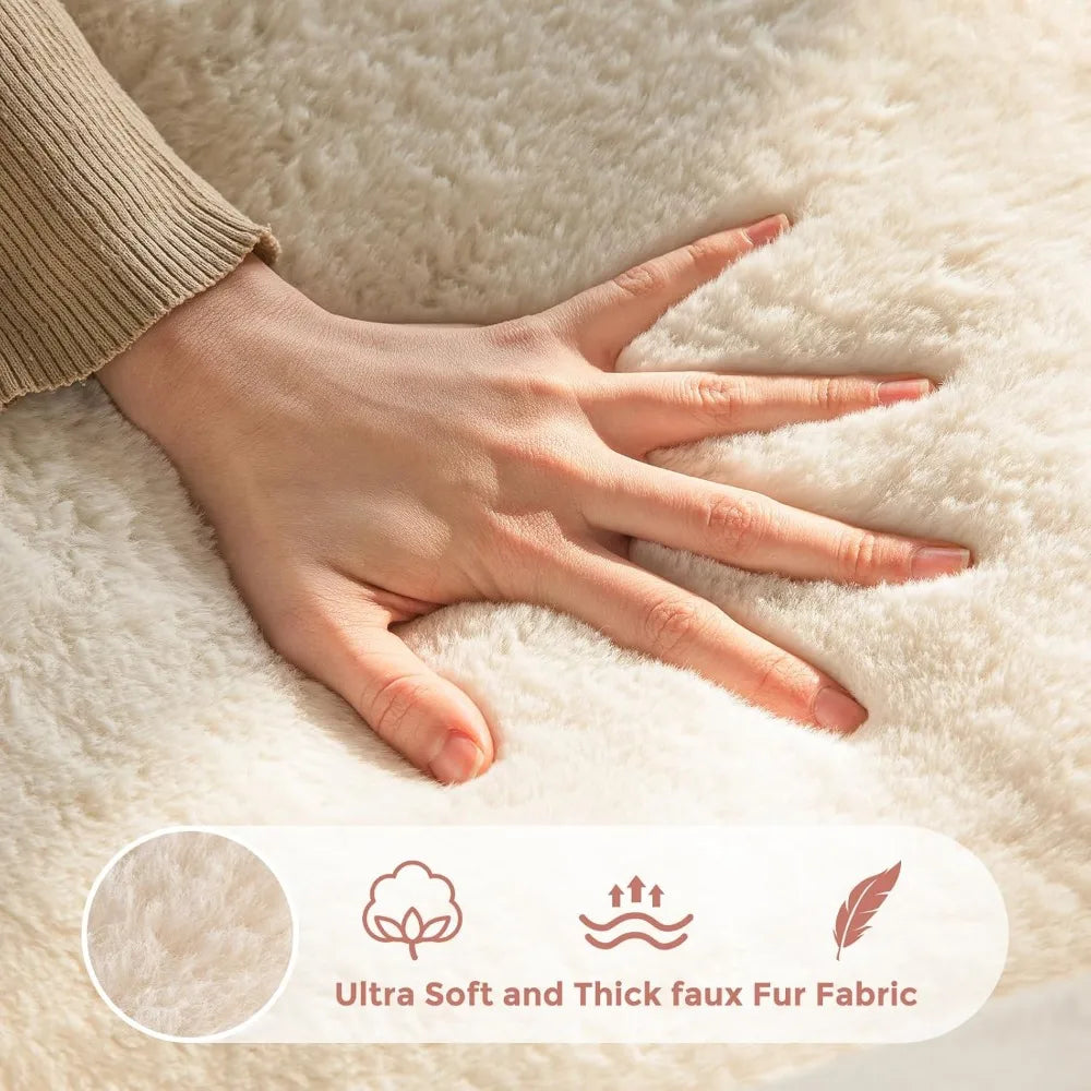 Bean Bag Chair for Adults, Floral Shaped Bean Bag Sofa, Ultra Soft Faux Fur Floor Sofa, Large Reading Chair for Living Room