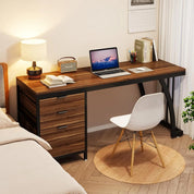 Computer Desk with 3 Drawers, 59-Inch PC Desk with Reversible Drawers, Industrial Study Writing Table Workstation with