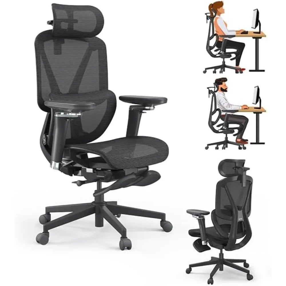 Ergonomic High Back Office Chair with Large Elastic Adaptive Lumbar Support