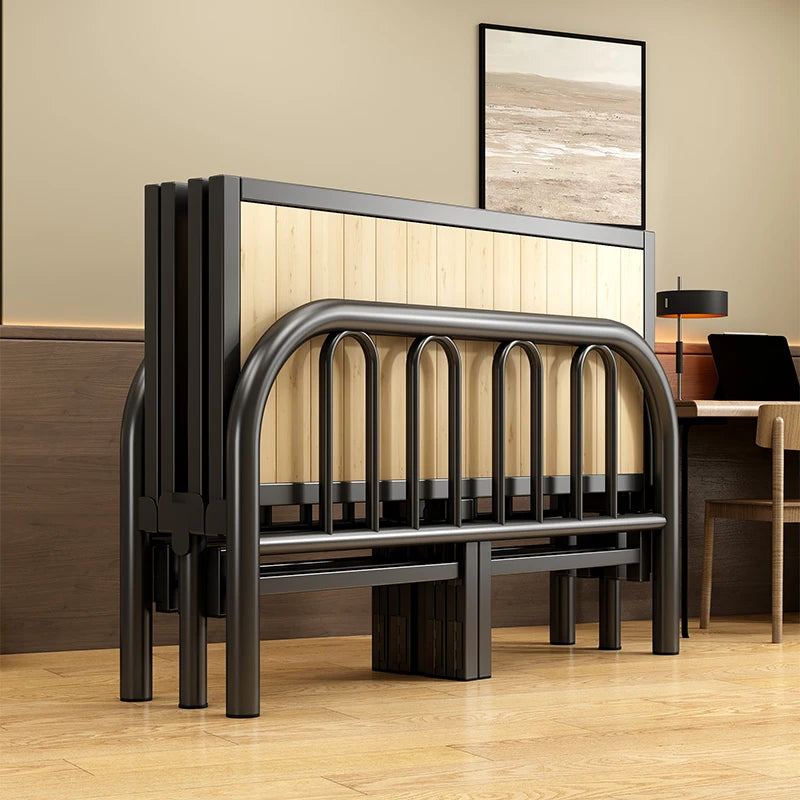 Solid wood folding bed Household simple single bed Extra bed 1 meter 2 Adult rental room Reinforced hard board double iron