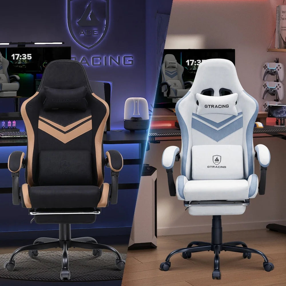 Adjustable Reclining Gaming Chair with Lumbar Support Footrest