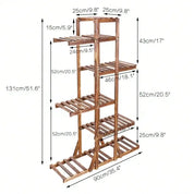52" Tall Multi Potted Carbonized Wood Plant Stand Home Flower Display Rack Shelf