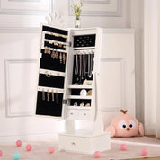 Freestanding Kids Jewelry Armoire with Full-Length Mirror, LED Light & 3 Storage Drawers
