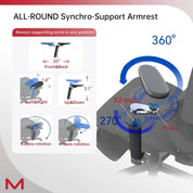 Ergonomic High Back Office Chair with Large Elastic Adaptive Lumbar Support