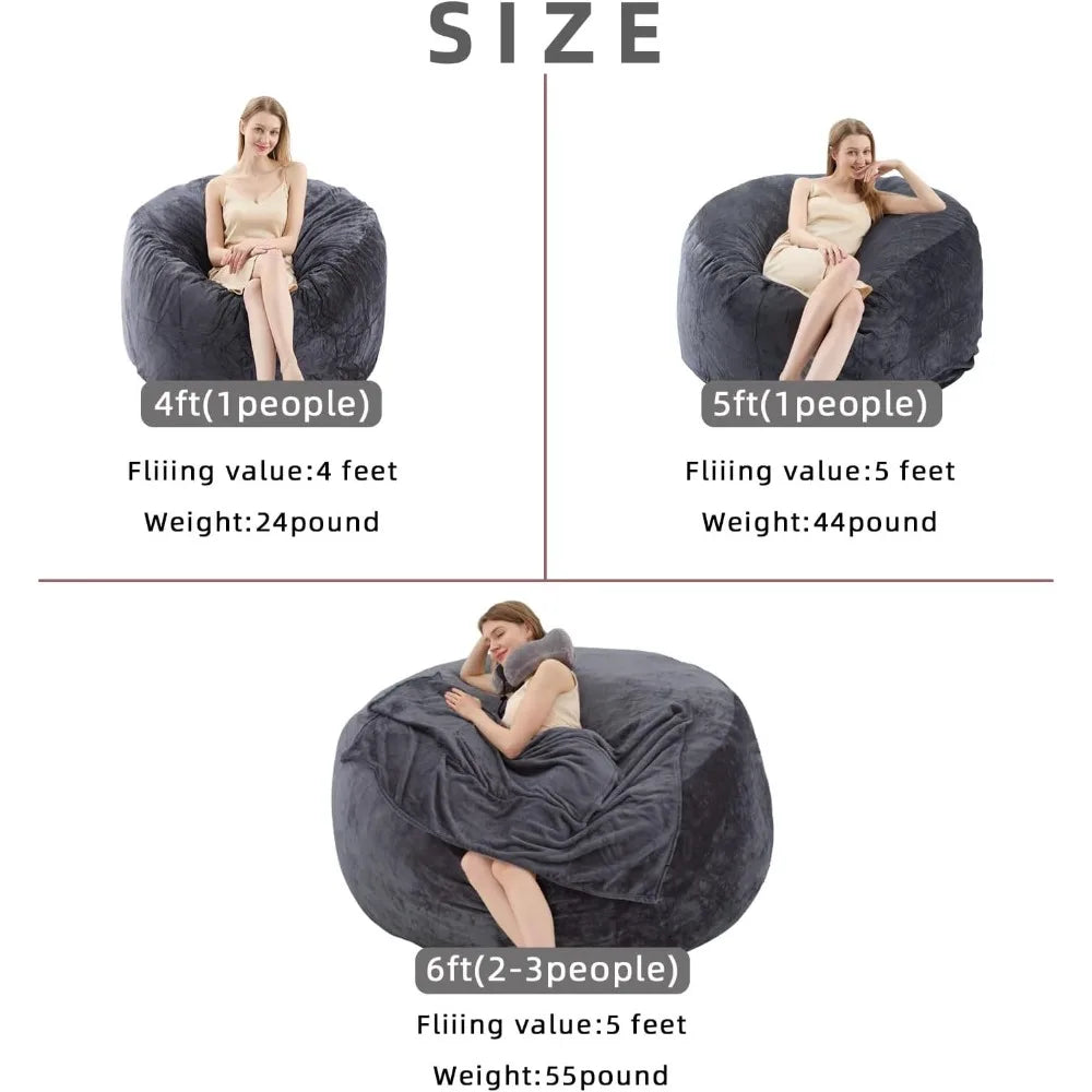 5FT Large Bean Bag，Bean Bag Chair with Filler Included，Memory Foam Bean Bag，Puff Chair，Living Room Furniture, Suitable