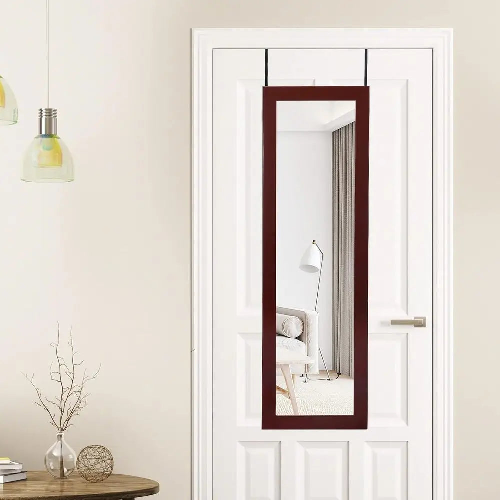 53.5" Full-Length Mirror Jewelry Cabinet with 12 LED Lights | Wall or Door Mounted Lockable Armoire