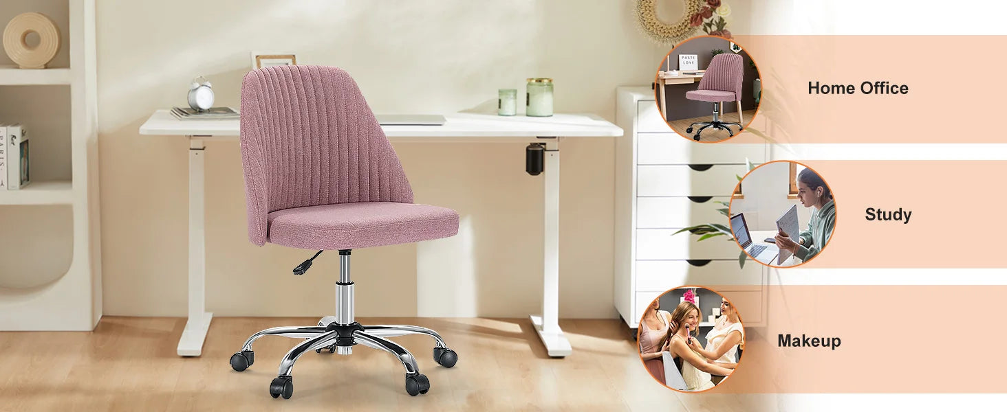 Armless Small Swivel Desk Office Chair with Backrest